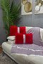 Plush Striped Throw Pillow Cover Rectangular - Red