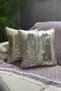 Set of 2 Sequined Decorative Throw Pillow Covers - Gold & Cream - 2