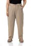 Plus Size High Waisted Gabardine Mink Trousers with Ruffle Detail on the Waist