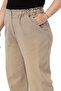 Plus Size High Waisted Gabardine Mink Trousers with Ruffle Detail on the Waist - 5