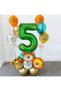 Safari Party Balloon Set 5 Years Old Safari Jungle Concept Birthday Balloon Welcome Set Green Number Balloon