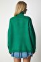 Woman's Green Turtleneck Oversize Knitwear Sweater MX00133 - 5