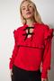 Women's Red Ruffled Bow Collar Knitwear Sweater MT00112 - 2