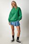 Women's Green Printed Oversize Sweatshirt HF00440 - 3