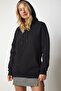 Women's Black Hooded Knitted Sweatshirt EW00001 - 2