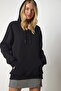 Women's Black Hooded Knitted Sweatshirt EW00001 - 4