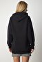 Women's Black Hooded Knitted Sweatshirt EW00001 - 7