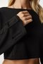 Woman's Black Ripped Detailed Knit Crop Sweater KI00097 - 4