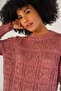 Dried Rose Women's Pom Pom Patterned Openwork Crew Neck 100% Cotton Sweater - 4