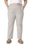 Plus Size Gabardine Stone Color Trousers with Elastic Waist and Pockets