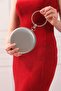 Women's Silver Fabric Round Evening Dress Evening Bag