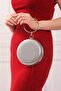 Women's Silver Fabric Round Evening Dress Evening Bag - 4