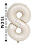 Foil Balloon Number 8 Helium Balloon 76 cm Cream Color