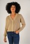 Beige Women's Thessaloniki Knit V-Neck 100% Cotton Cardigan - 4
