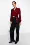 Bordo Kruvaze Kapamalı Crop Esnek Örme Bluz TWOAW24BZ00071 - 3