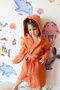 Muslin Baby Kids Bathrobe, 100% Cotton 4 Layers Orange