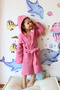 Muslin Baby Kids Bathrobe, 100% Cotton 4 Layers Pink