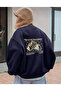Unisex Oversize Navy Blue Arid Mountain Printed Sweatshirt