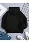 Kids Hooded Black Moon and Astronaut Printed Sweatshirt - 2
