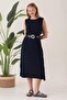 Women's Viscose Belted and Slit Casual Dress