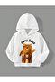 Kids Hooded White Friend Bears Printed Sweatshirt