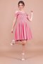 Flexible Atlas Fabric Low Shoulder Detailed Pleated Strap Mini Dusty Rose Evening Dress 342 - 9