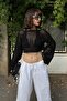 Ajurlu Triko Crop Bluz - 3
