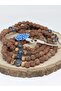 Rudraksha Seed Kyanite Stone 108 Handmade Copper Kazaz Mala Necklace - 3
