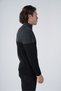 Black Men's Zigzag Embroidered Double Color Stand Collar Zippered Pocket Knitwear Wool Cardigan - 2