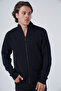 Navy Blue Men's Full Needle Pocket Knitwear Wool Cardigan