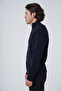 Navy Blue Men's Full Needle Pocket Knitwear Wool Cardigan - 4