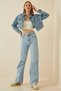 Harem Snow Wash Blue High Waist Lycra Loose Jeans Palazzo Trousers