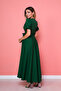 Emerald Asymmetric Cut Double Breasted Collar Short Sleeve Woven Draped Fabric Dress - 6