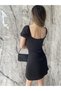 Women's Chest Draped Aerobin Fabric Mini Dress - 5