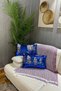 Sequined Reversible Rectangular Throw Pillow Cover - Cobalt Blue-Silver