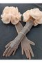 Gemma organza ruffle party gloves long salmon