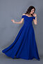 Sax Blue Maxi Length Shoulder Detailed Strappy Flared Model Dress - 5