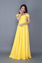 Yellow Maxi Length Shoulder Detailed Strappy Flared Model Dress - 3