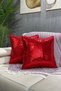 Sequined Square Throw Pillow Case - Red
