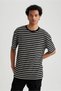 Comfort Fit Striped Crew Neck Short Sleeve Heavy Fabric T-Shirt B3222ax23au - 4