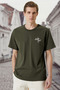 Men's Patience Printed Khaki Crew Neck T-Shirt