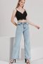 Lavender Snow Wash Super High Waist Wide Leg Jeans Lycra Wide Leg Jeans