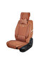 غطاء مقعد سيارة جلدي متوافق مع Alfa Romeo 155 Elite Front Rear Set لون القرفة - 4