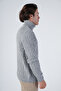 Gray Men's Execution Hair Braided Cross Patterned Turtleneck Knitwear Wool Sweater - 4