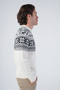 Bone Men's Hair Braided Jacquard Deer Patterned Crew Neck Knitwear Wool Sweater - 4