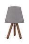 Three-legged Wooden Lampshade Grey Fabric Shade Bedroom Children's Room Table Lamp - 2