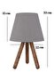 Three-legged Wooden Lampshade Grey Fabric Shade Bedroom Children's Room Table Lamp - 3