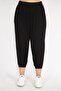 Women's Large Size Black Ribbed Comfortable Cut Side Pocket Sweatpants Bottom 65n36770 - 4