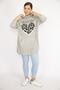Women's Large Size Gray Sequin Embroidered Kangaroo Pocket Hooded Sweatshirt 65n36726 - 2
