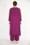 Women's Plus Size Plum Cardigan Inner Blouse and Trousers Three Pieces Set 65n36731 - 3